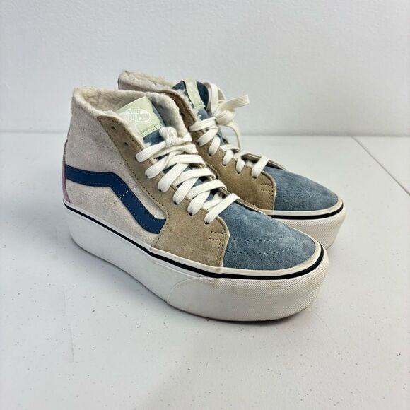 Vans Sk8-hi Tapered Stackform Sneakers Sherpa Lined Color-block Suede Womens 5 - Picture 13 of 14